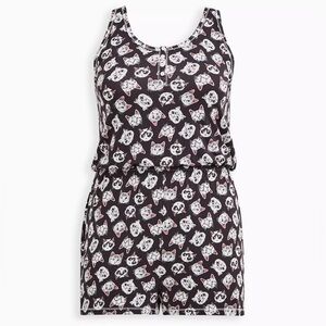 Torrid Super Soft Henley Sleeveless Sleep Romper Cat Print Size 3